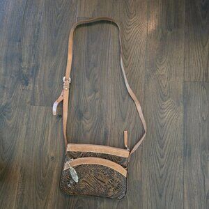 American West Hand Tooled Leather Crossbody Bag